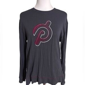 Peloton Dark Gray Weekender Crew Neck Inside Fleece Pullover